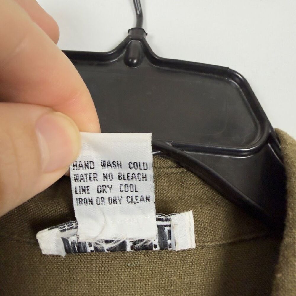 Vintage Bobbie Bee Linen Green A-Line Full Button Dress - Women’s 14 - Picture 6 of 6